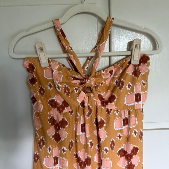 Aerie Linen Blend print Halter Maxi Dress Size Large Boho - Picture 3 of 14